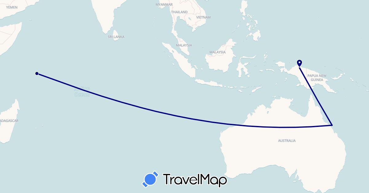 TravelMap itinerary: driving in Australia, Indonesia, Seychelles (Africa, Asia, Oceania)